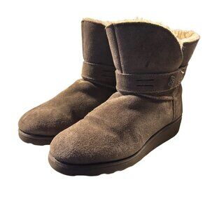 Bearpaw Womens Shearling-Lined Suede Ankle Boots Size 9